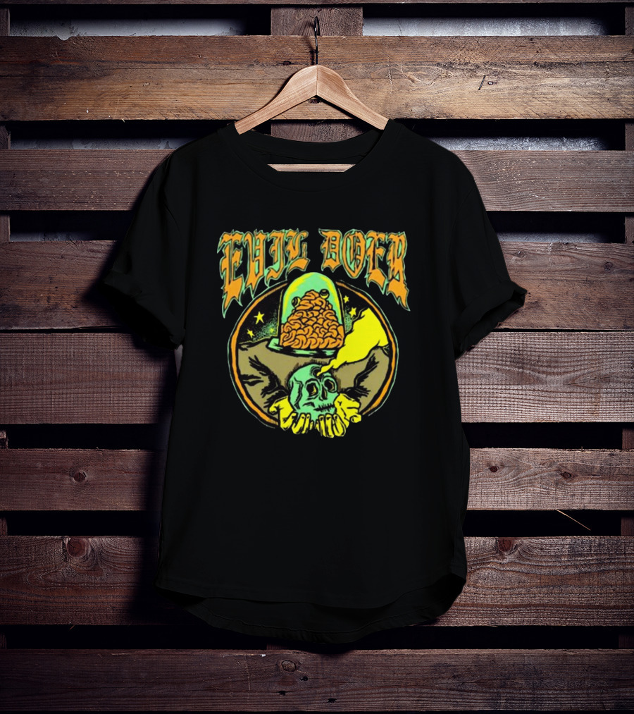 Evil Doer October Monster Skull And Brain In Jar T-Shirt