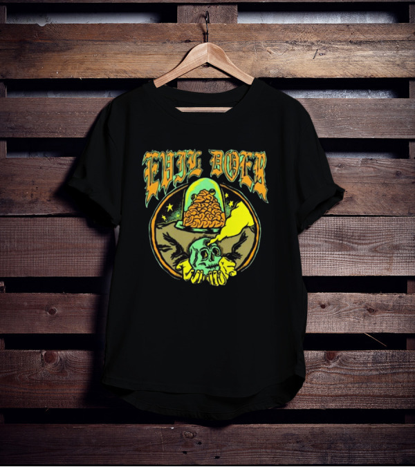 Evil Doer October Monster Skull And Brain In Jar T-Shirt