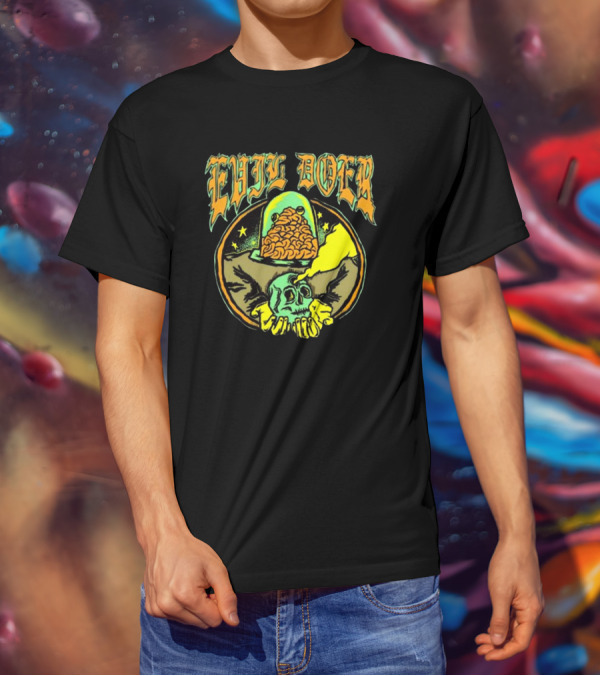 Evil Doer October Monster Skull And Brain In Jar T-Shirt