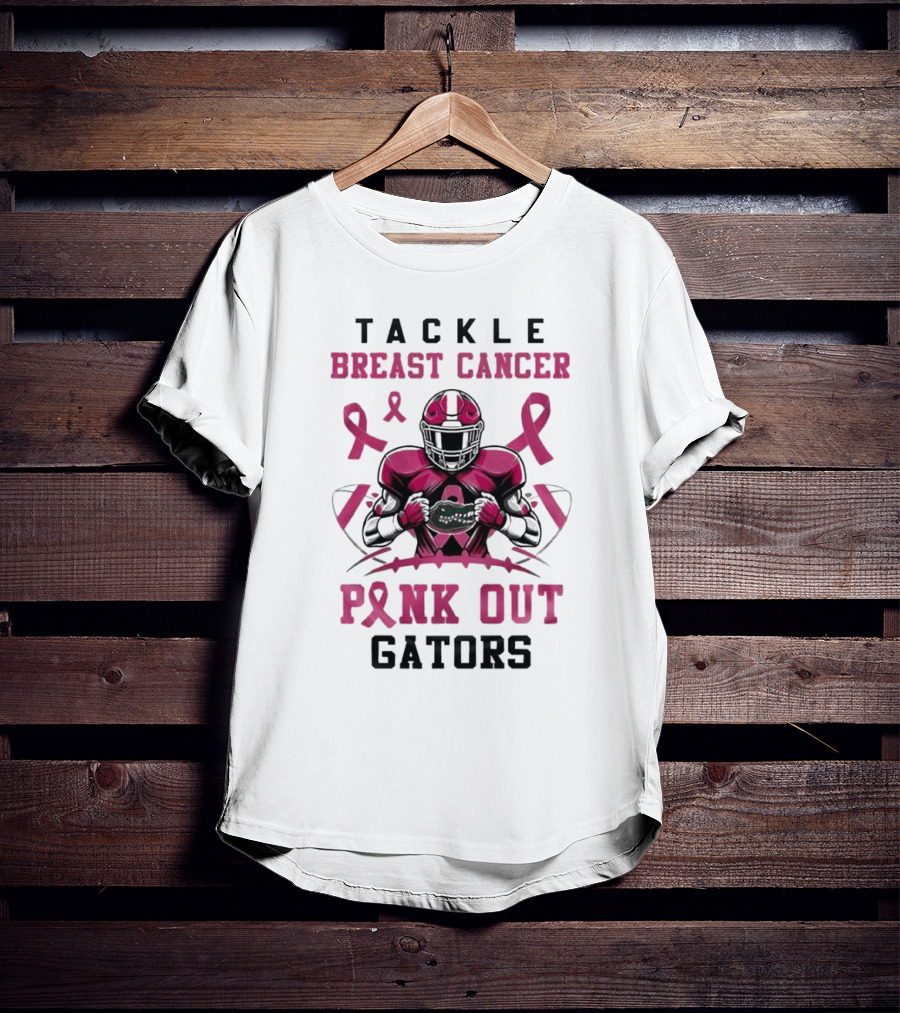 Tackle Breast Cancer Pink Out Gators Football T-Shirt