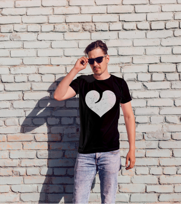 Gun Trigger Heart Distressed White Heart Shape T-Shirt