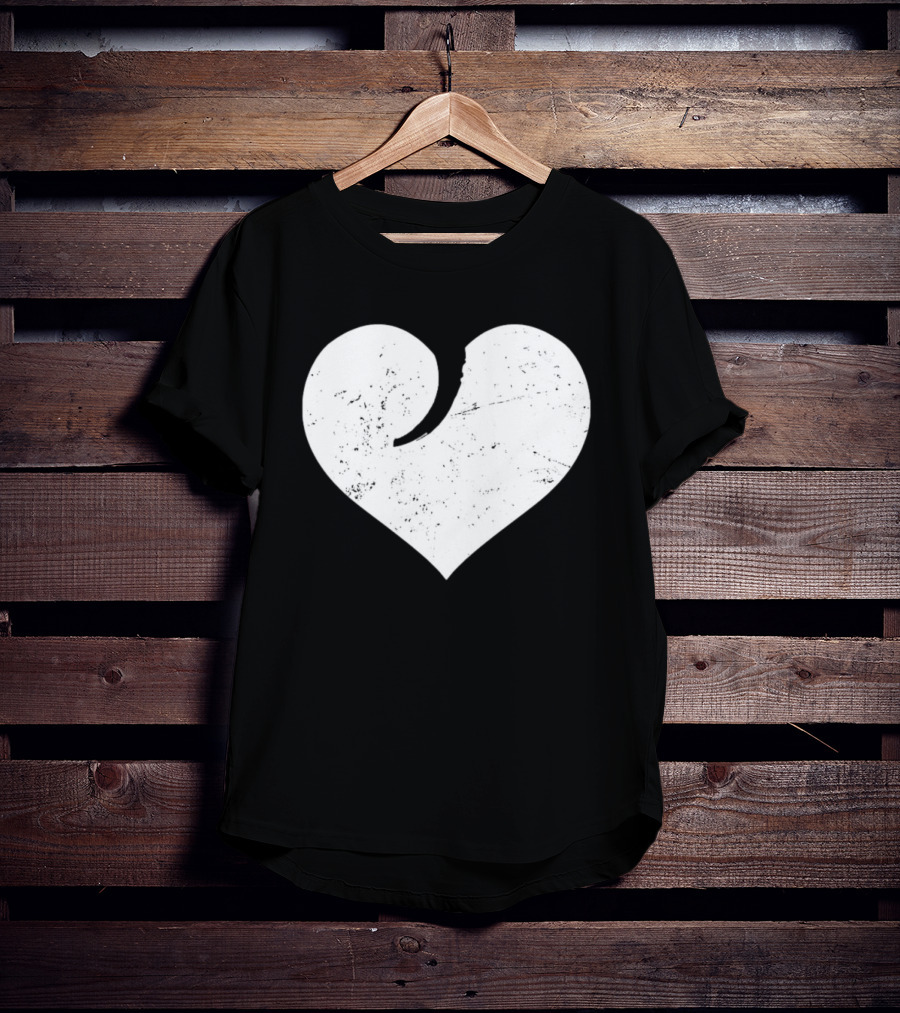 Gun Trigger Heart Distressed White Heart Shape T-Shirt