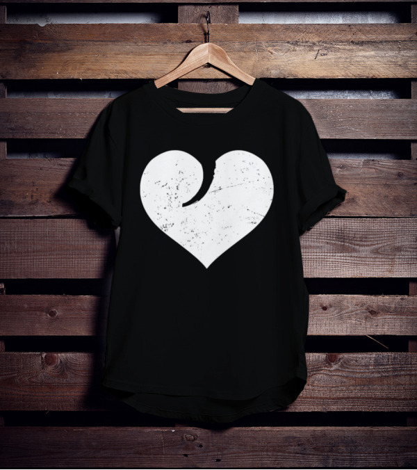 Gun Trigger Heart Distressed White Heart Shape T-Shirt