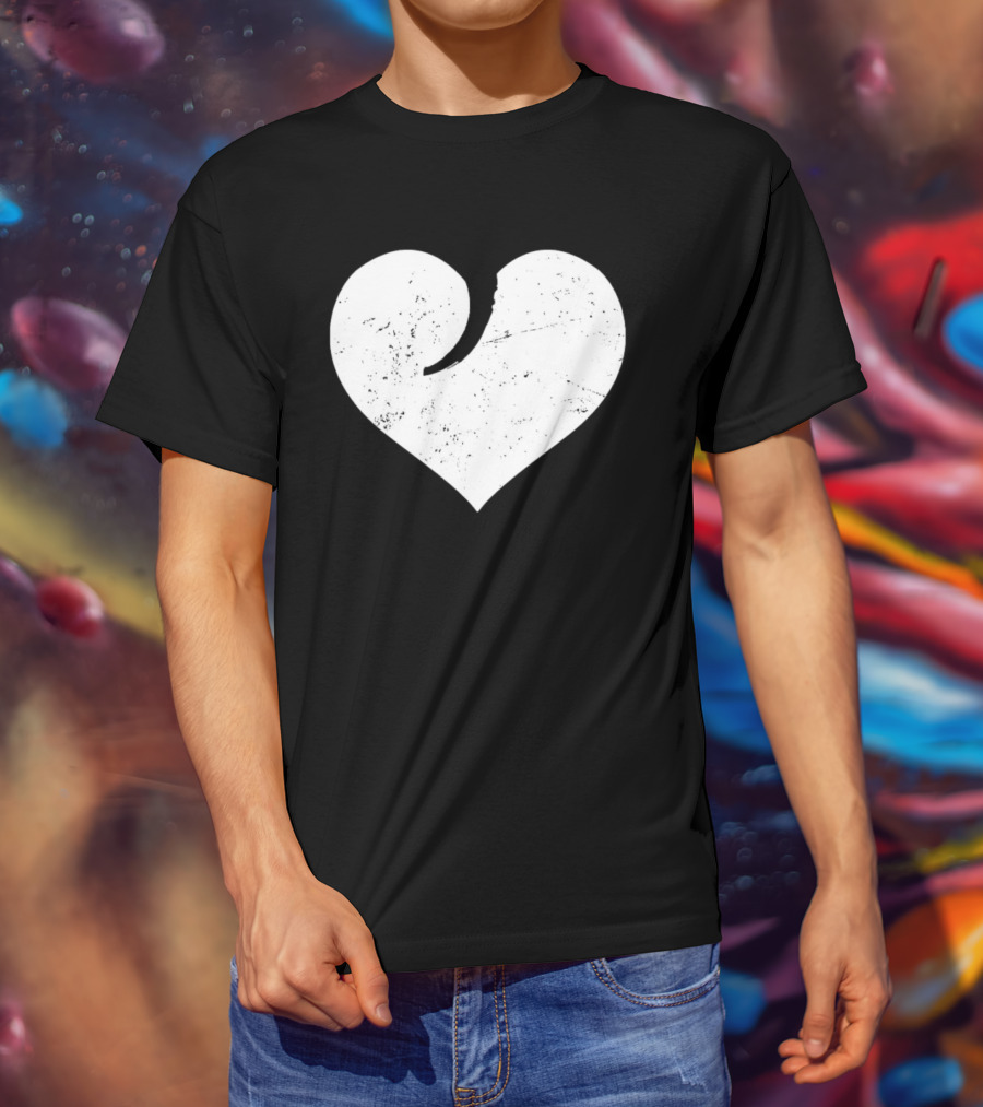 Gun Trigger Heart Distressed White Heart Shape T-Shirt