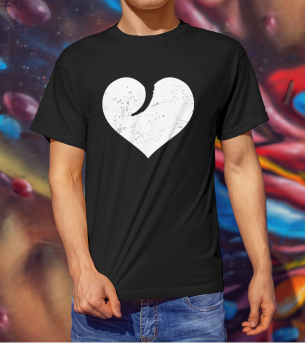 Gun Trigger Heart Distressed White Heart Shape T-Shirt