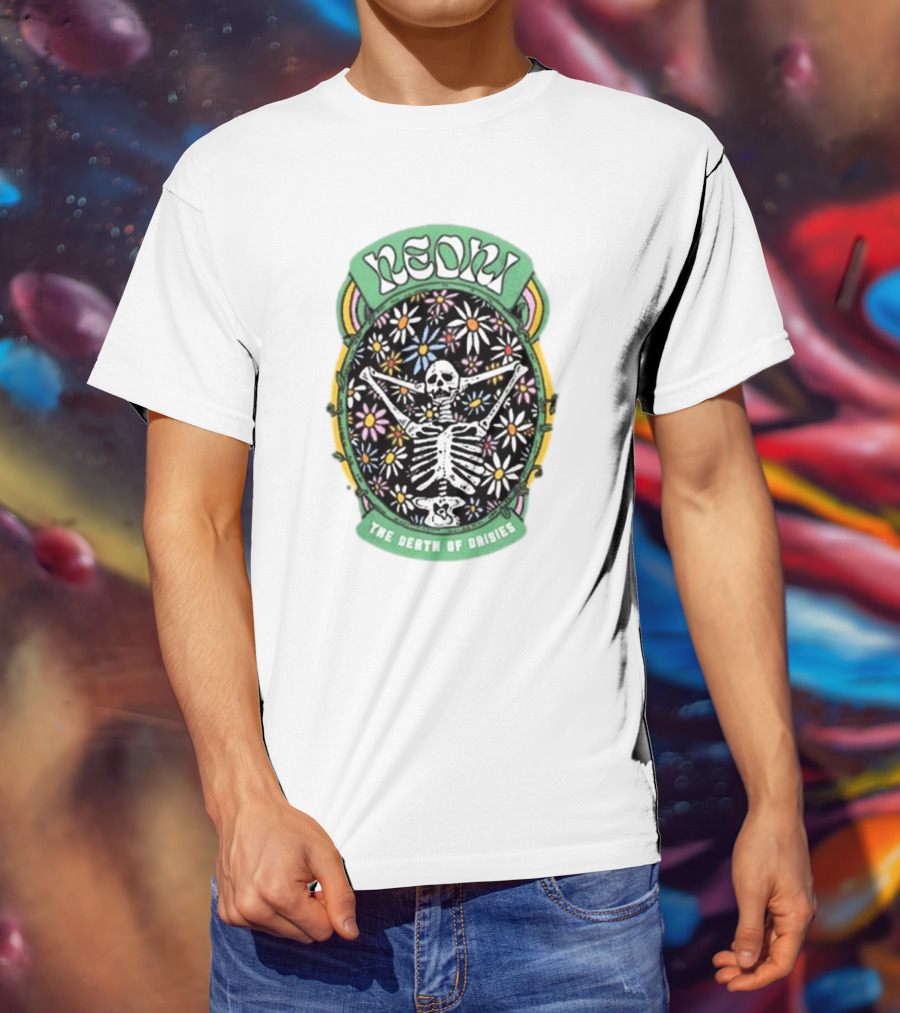 Neoni Skeleton Surrounded By Daisies - The Death Of Daisies T-Shirt