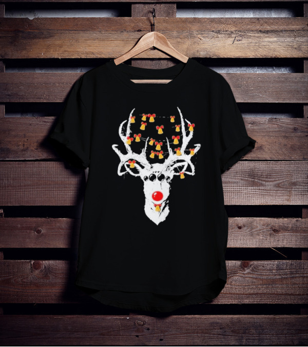 Reindeer Deer Christmas Rudolph With Bells T-Shirt