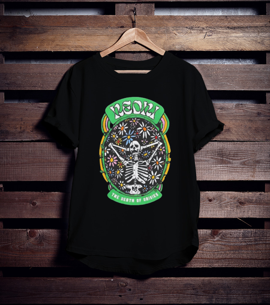 Neon The Death Of Daisies Skeleton Floral T-Shirt