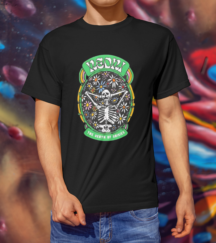 Neon The Death Of Daisies Skeleton Floral T-Shirt