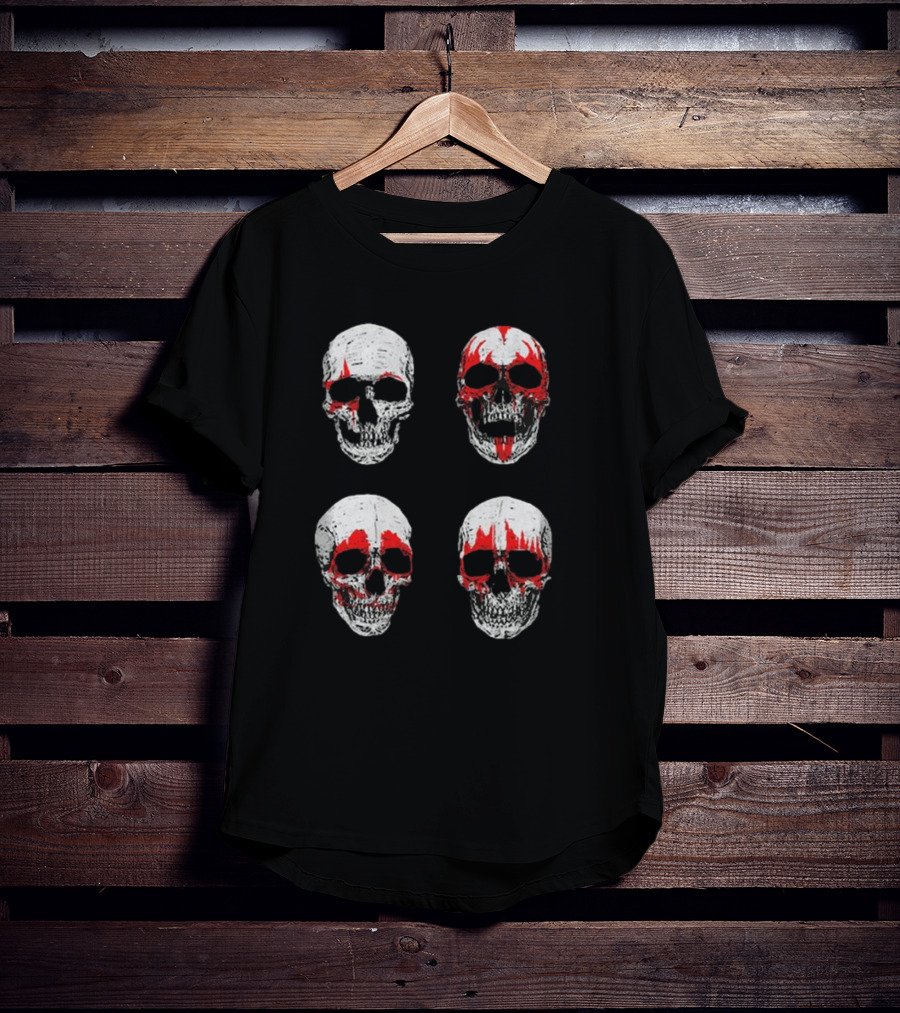 Glow In The Dark Hotter Than Hell Red And White Skulls T-Shirt