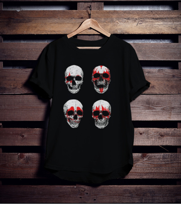 Glow In The Dark Hotter Than Hell Red And White Skulls T-Shirt