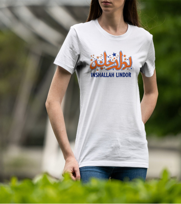Inshallah Lindor Mets Stars And Script T-Shirt