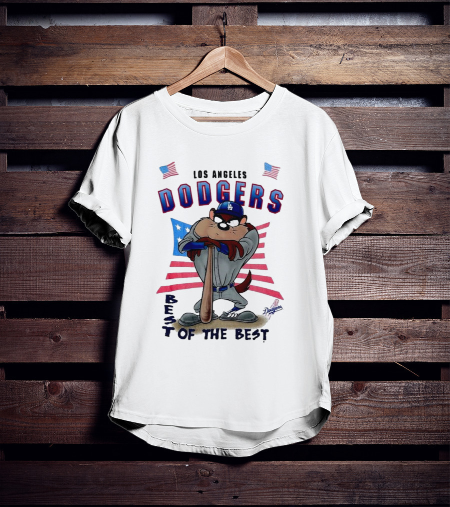 Los Angeles Dodgers Best Of The Best With Mascot And American Flags T-Shirt
