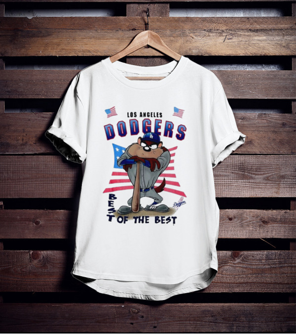 Los Angeles Dodgers Best Of The Best With Mascot And American Flags T-Shirt