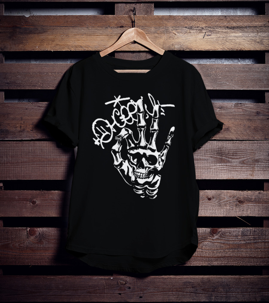 Ohgeesy Geezyworld Skeleton Hand And Skull T-Shirt