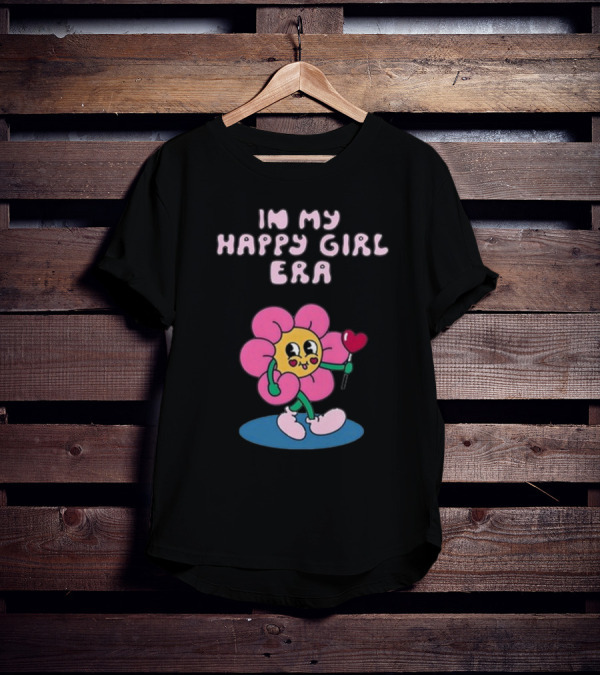 In My Happy Girl Era With Pink Flower Character And Heart Lollipop T-Shirt