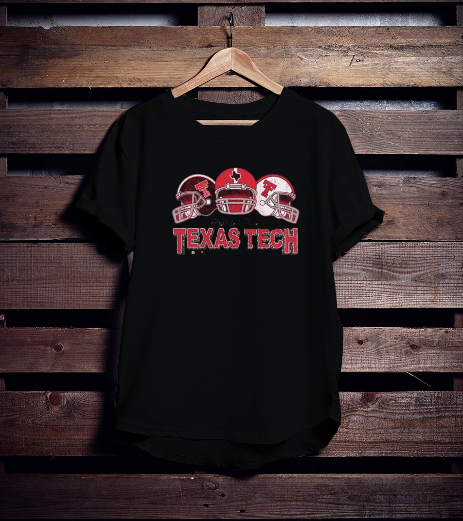 Texas Tech Red Raiders Trio Helmets Graphic Wreck 'Em T-Shirt