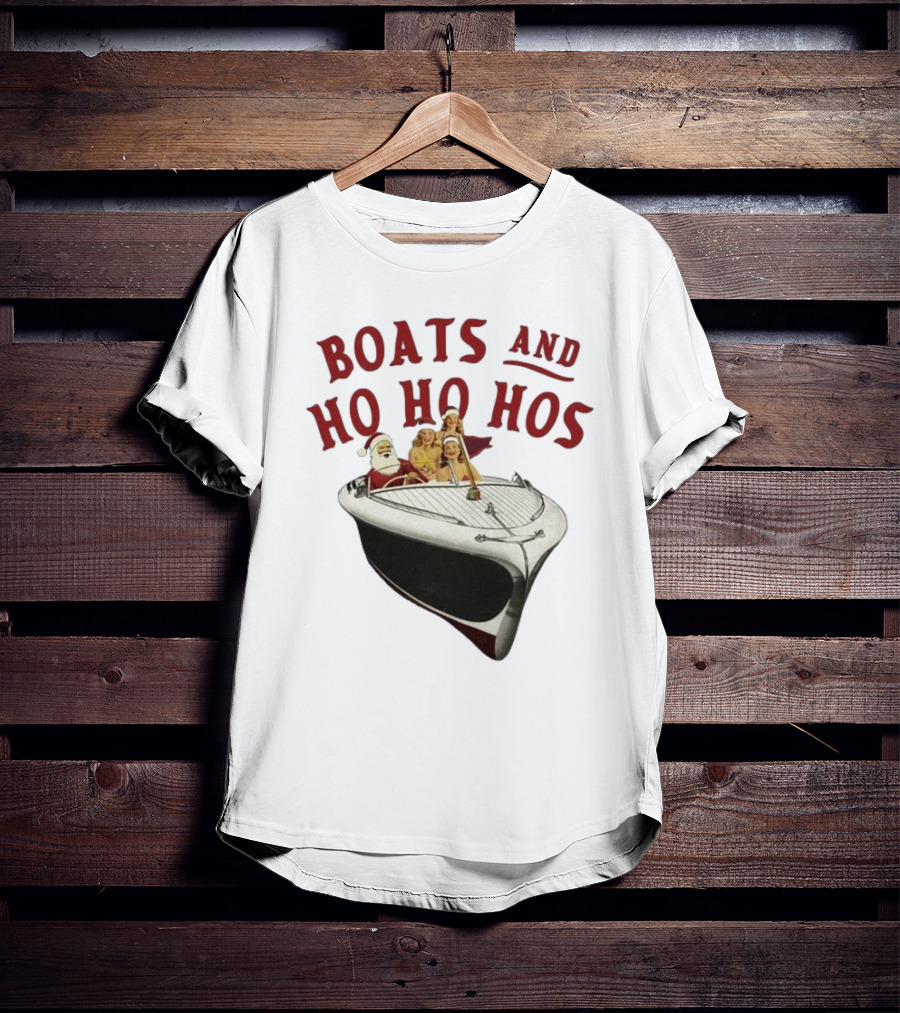 Boats And Ho Ho Hos Santa And Crew On A Christmas Boat T-Shirt