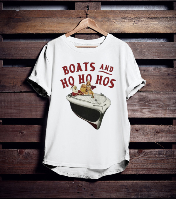 Boats And Ho Ho Hos Santa And Crew On A Christmas Boat T-Shirt