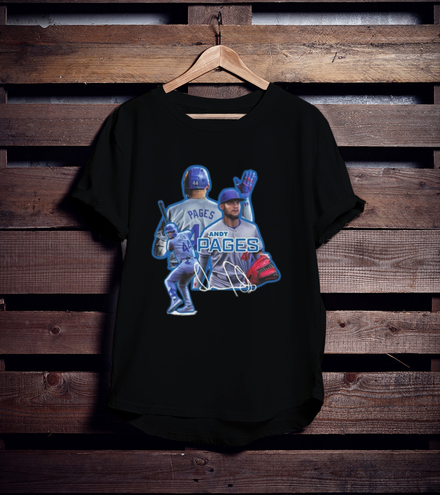 Andy Pages LA Dodgers Baseball 44 Signature Player Collage T-Shirt