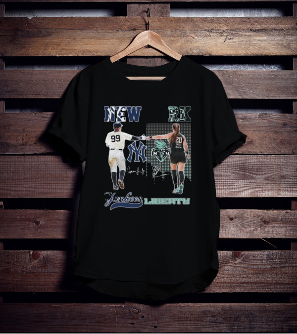 New York Yankees Aaron Judge New York Liberty Sabrina Ionescu Signatures T-Shirt