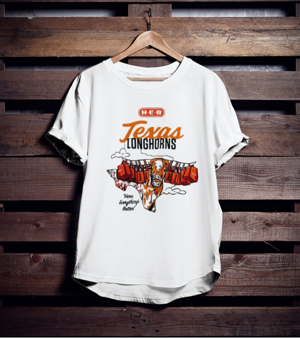 H-E-B Texas Longhorns Here Everything's Better Hook 'em Horns T-Shirt