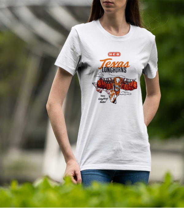 H-E-B Texas Longhorns Here Everything's Better Hook 'em Horns T-Shirt
