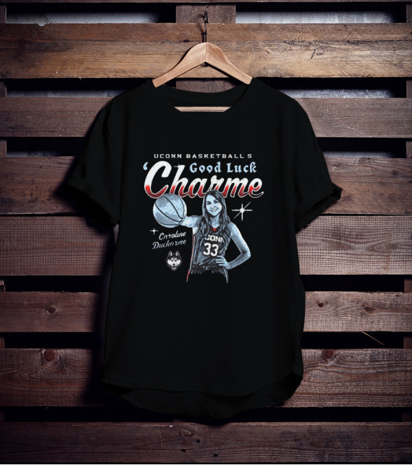 UConn Basketball's Good Luck Charme Caroline Ducharme With UConn Huskies T-Shirt