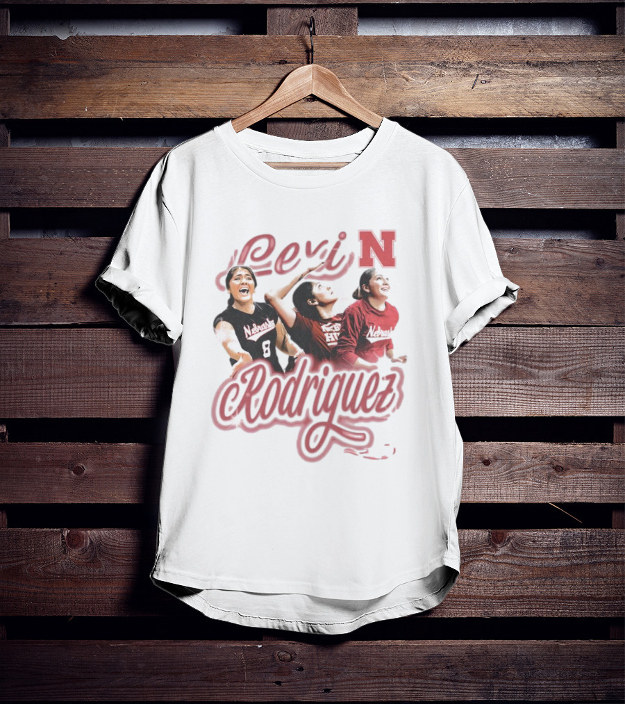 Lexi Rodriguez Nebraska Volleyball Airbrush N Logo Player Action T-Shirt