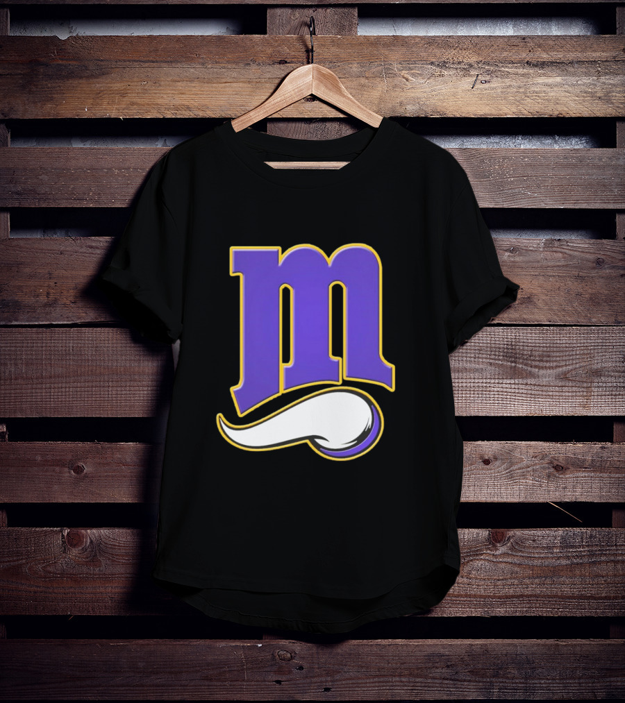 Minnesota Vikings And Minnesota Twins M Logo Fusion In Purple And White T-Shirt