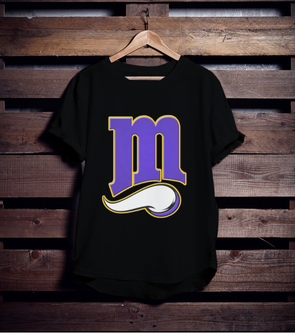 Minnesota Vikings And Minnesota Twins M Logo Fusion In Purple And White T-Shirt