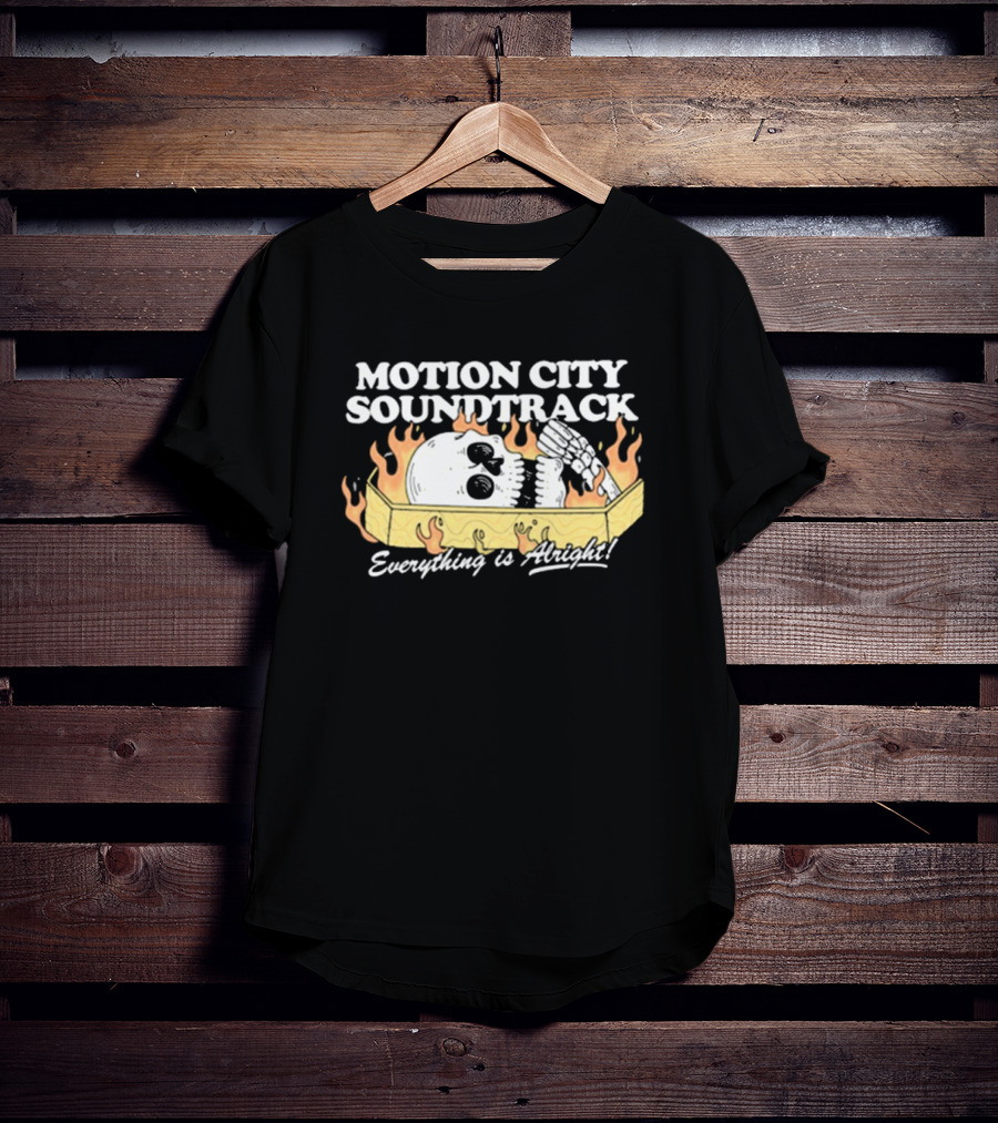 Motion City Soundtrack Everything Is Alright Skeleton In Coffin With Flames T-Shirt