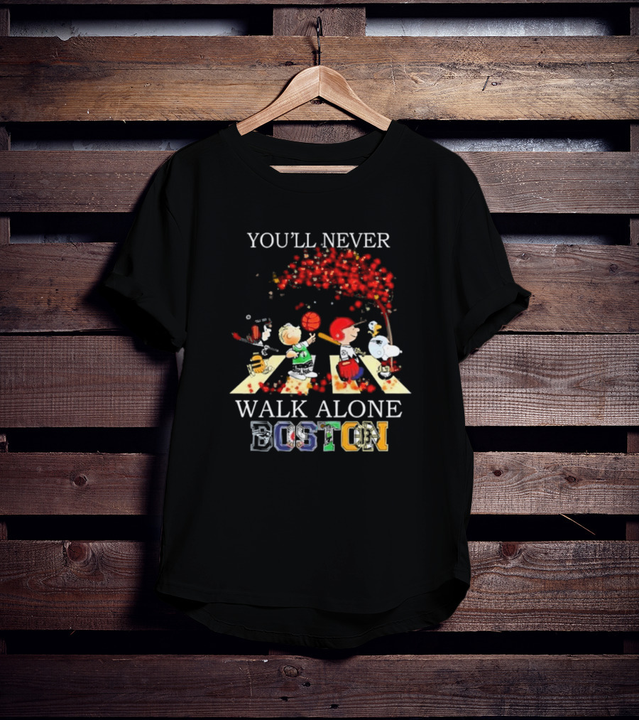 Peanuts Characters You’ll Never Walk Alone Boston Sports City Team T-Shirt