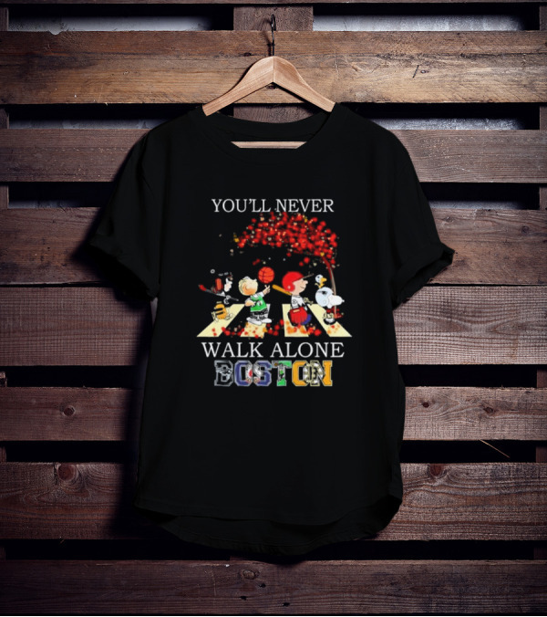 Peanuts Characters You’ll Never Walk Alone Boston Sports City Team T-Shirt