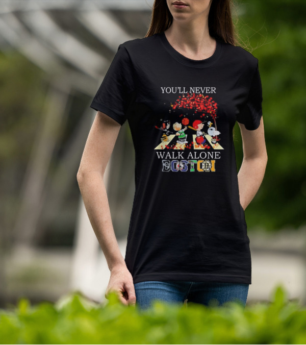 Peanuts Characters You’ll Never Walk Alone Boston Sports City Team T-Shirt