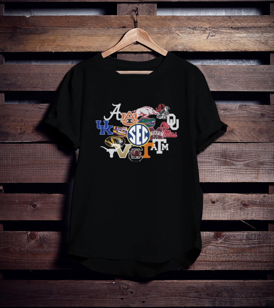 SEC Charcoal Fade Short Sleeve T With University Logos And Mascots T-Shirt