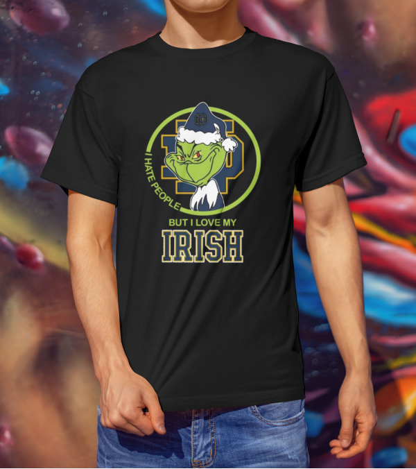 Grinch I Hate People But I Love My Notre Dame Irish T-Shirt