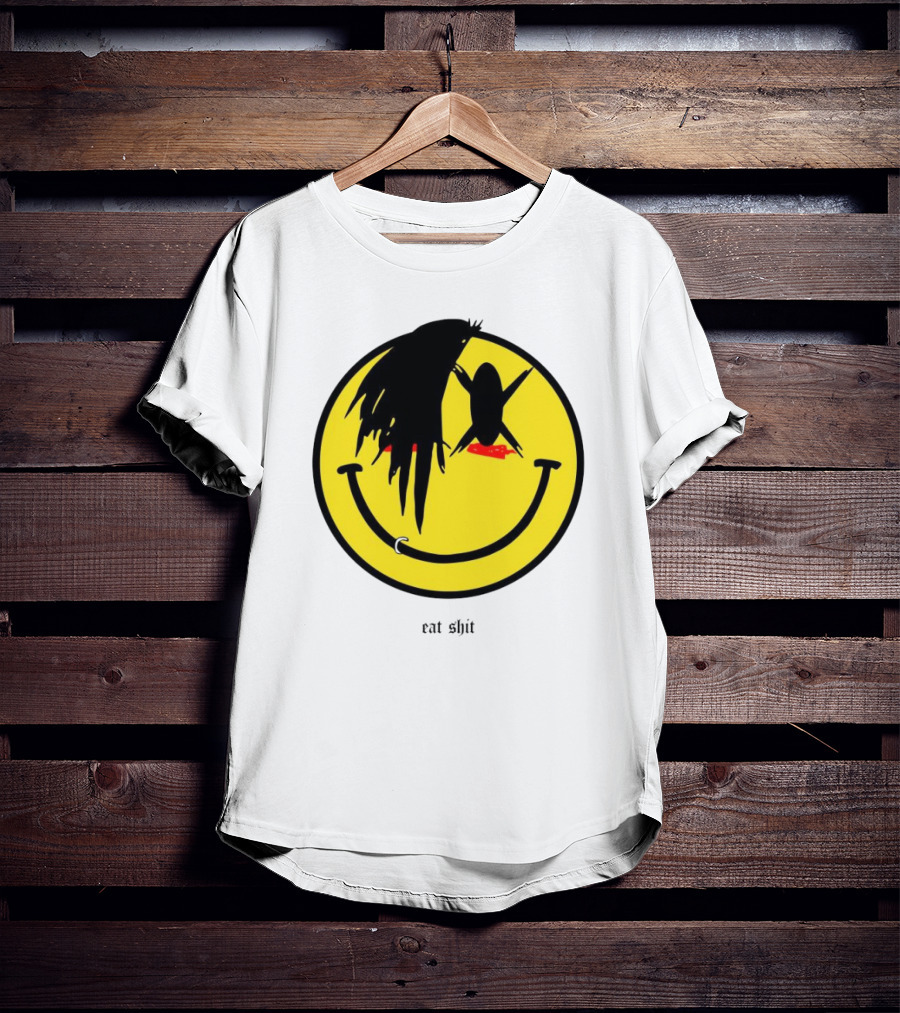 My Chemical Romance Smiley Symbol Eat Shit Face With Hair And Piercing T-Shirt