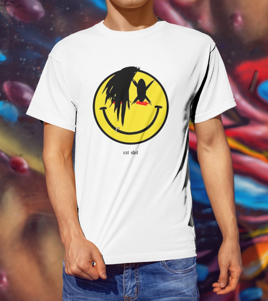 My Chemical Romance Smiley Symbol Eat Shit Face With Hair And Piercing T-Shirt