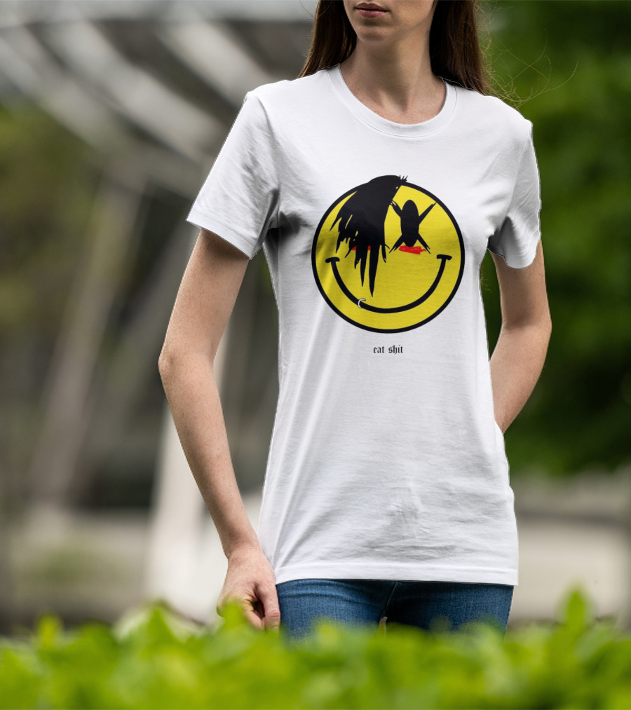 My Chemical Romance Smiley Symbol Eat Shit Face With Hair And Piercing T-Shirt