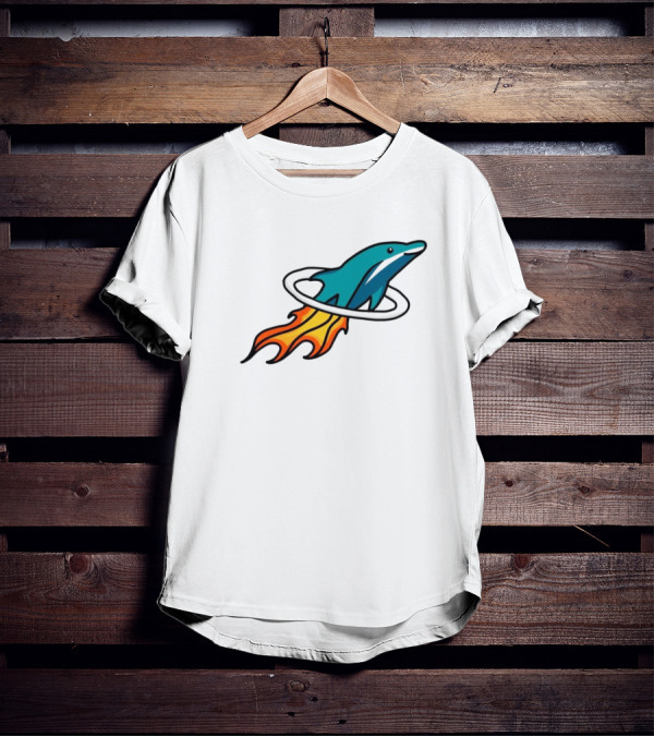 Dolphins X Rockets Crossover Logo Mashup T-Shirt