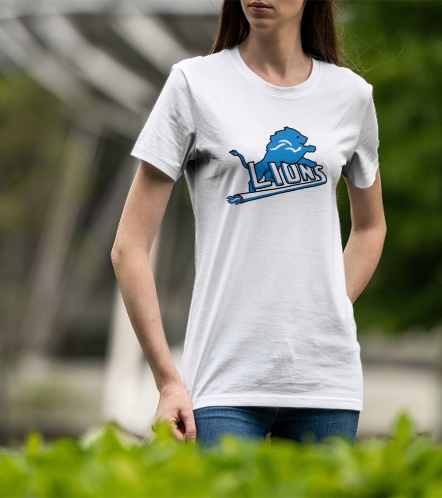 NFL Detroit Lions Blue Logo Mashup With NBA Detroit Pistons Inspired T-Shirt