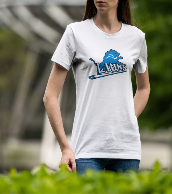 NFL Detroit Lions Blue Logo Mashup With NBA Detroit Pistons Inspired T-Shirt