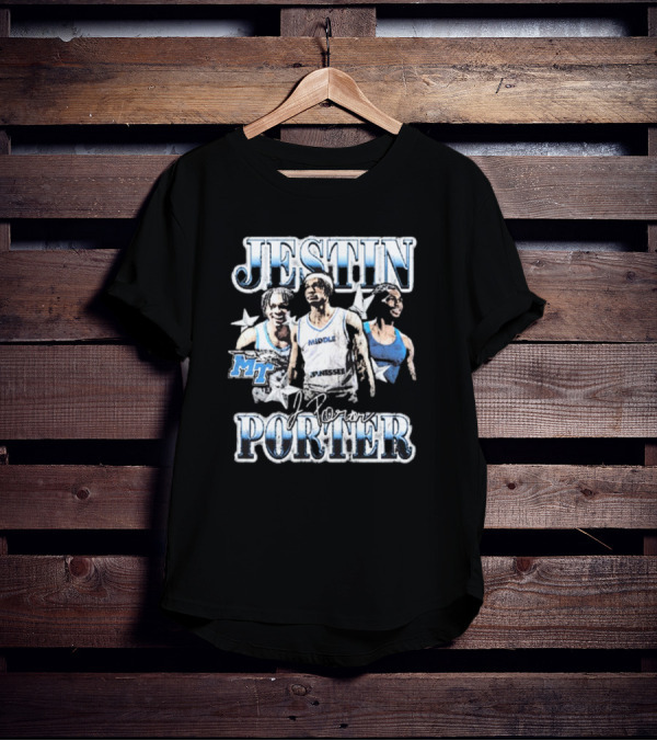 Jestin Porter Middle Tennessee MT 90s Signature Blue Raiders T-Shirt