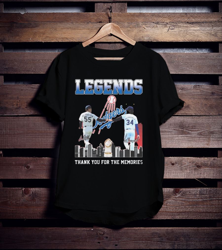 Legends Dodgers Hershiser Valenzuela Thank You For The Memories Signatures T-Shirt