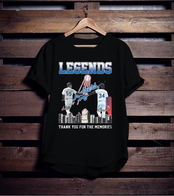 Legends Dodgers Hershiser Valenzuela Thank You For The Memories Signatures T-Shirt