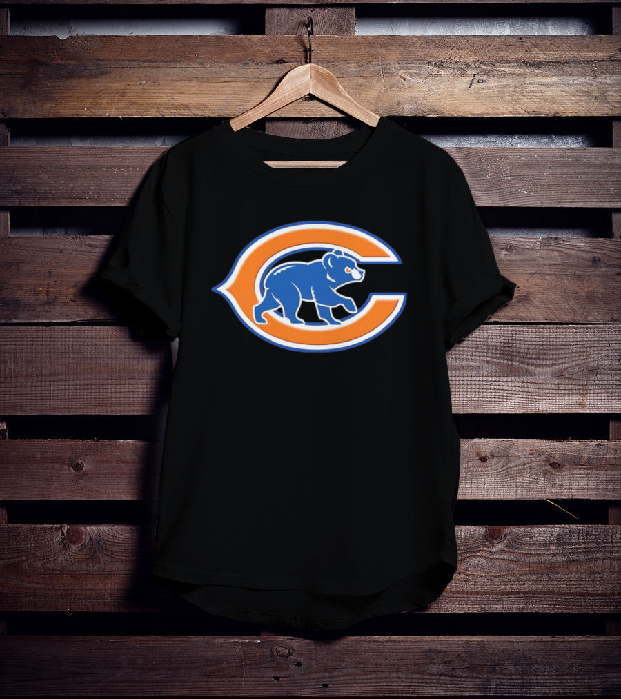 NFL X MLB Chicago Bears X Chicago Cubs Logo Mashup T-Shirt