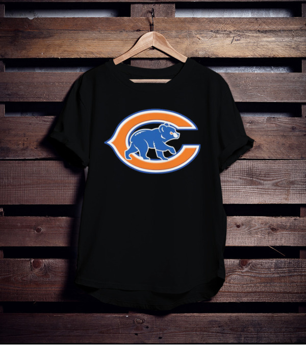 NFL X MLB Chicago Bears X Chicago Cubs Logo Mashup T-Shirt