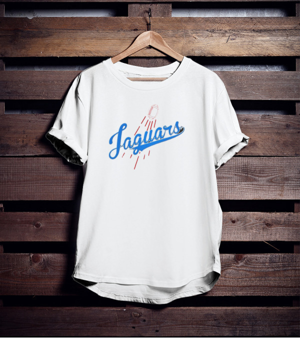 Jacksonville Jaguars Los Angeles Dodgers Crossover Jaguars Script With Football T-Shirt