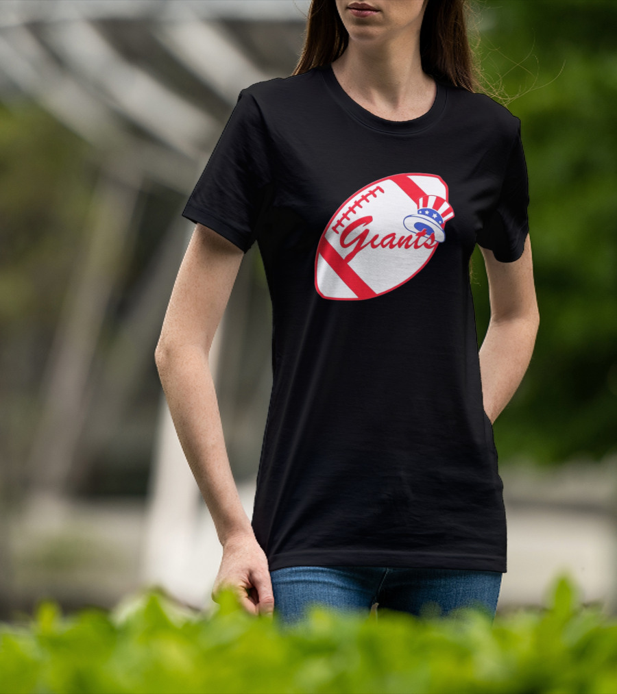 Giants Football Mashup With Yankees Hat NFL X MLB Collaboration T-Shirt